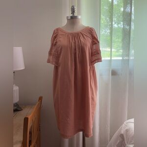 Old Navy | Dresses | Old Navy Terracotta Dress With Pockets And Crochet  Sleeves Generous Medium | Poshmark